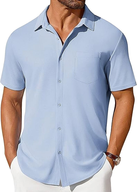 Camisa Casual de Manga Corta Resistente a Arrugas para Hombre - Image 9