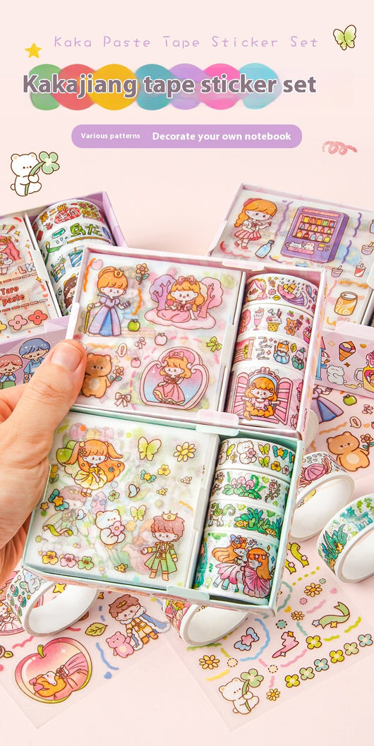 Set de Stickers Adhesivos Infantiles con Diseños Animados y Cinta Decorativa - Image 13