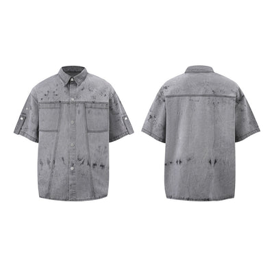 Conjunto de Camisa y Shorts Denim Retro Desgastado para Verano - Image 33