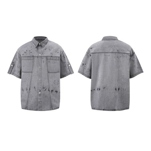 Conjunto de Camisa y Shorts Denim Retro Desgastado para Verano - Image 33