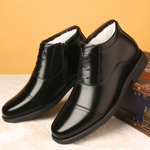 Zapatos de Cuero Genuino con Forro Polar para Hombre - Comodidad Invernal