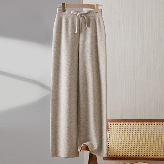 Pantalones Anchos de Lana Tejida para Mujer