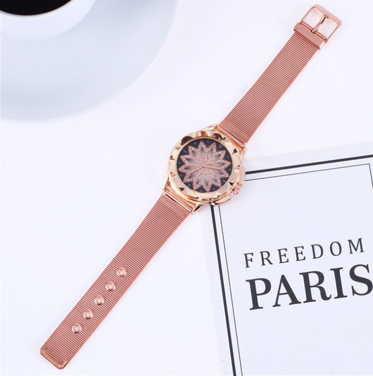 Reloj de Mujer Cuarzo con Malla Metálica y Diseño Floral Elegante - Image 8