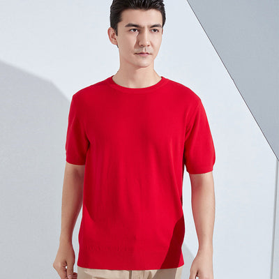Playera Casual Holgada de Manga Corta en Algodón Liso para Hombre - Image 13