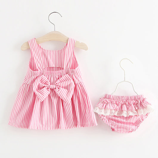 Conjunto de falda con tirantes a rayas + shorts 2 piezas - Image 8