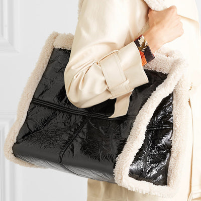 Bolso Tote de Lana Cuadrillé con Costuras Reforzadas - Image 3