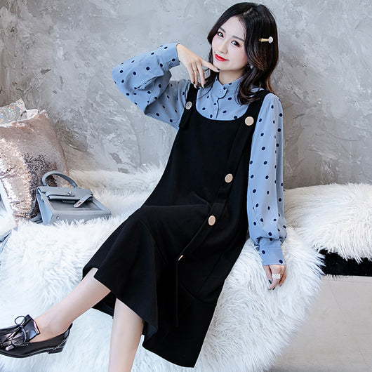 Vestido Premamá Dos Piezas con Blusa Reductora y Tirantes - Image 4