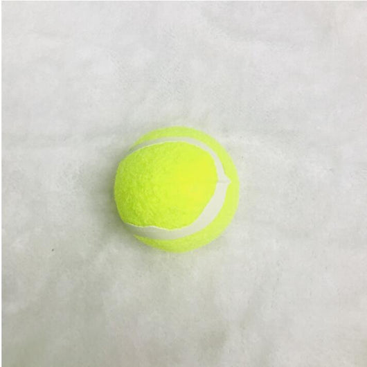 Three bright yellow dog tennis balls with white seams, made of rubber and felt, stacked on a soft background. - Image 7