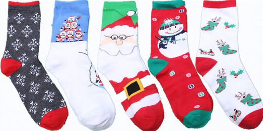 Calcetines Navideños en Caja - Diseño Reno, Abuelo y Copo de Nieve - Image 3