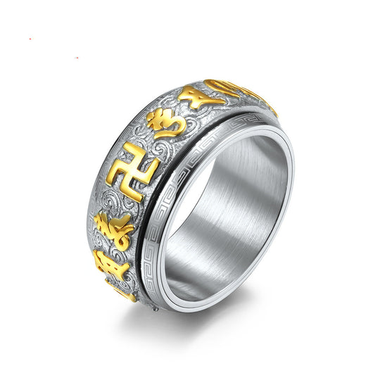 Anillo Mantra Budista Huiwen Guochao - Acero Inoxidable - Image 5
