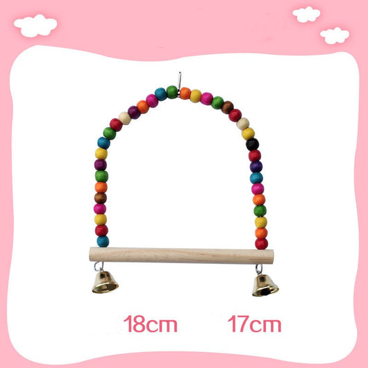 Colorful wooden aerial ladder with five rungs and vibrant beads, featuring metal hooks for birds or hamsters. - Image 18