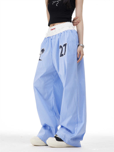 Pantalones Rectos Anchos con Rayas Verticales Bordadas - Efecto Adelgazante - Image 2