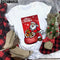 Playera Navideña Roja para Parejas - Diseño Reno y Santa