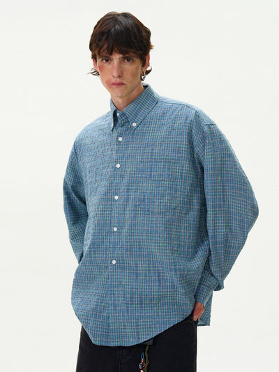 Blusa Vintage Estilo Americano a Cuadros con Pliegues - Image 10