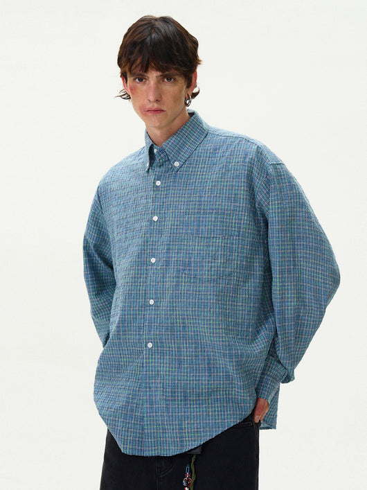 Blusa Vintage Estilo Americano a Cuadros con Pliegues - Image 10