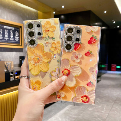 Funda para Celular con Diseño Floral de Diamantes y Protección de Lente - Image 2