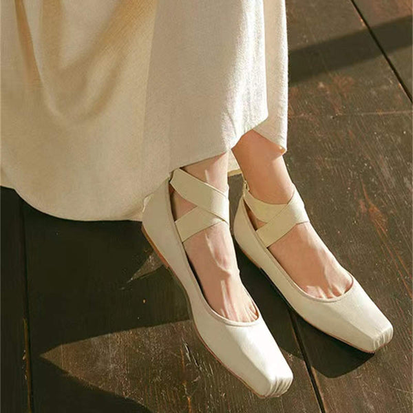 Zapatos de Tacón Bajo Cómodos con Tira de Ballet para Mujer