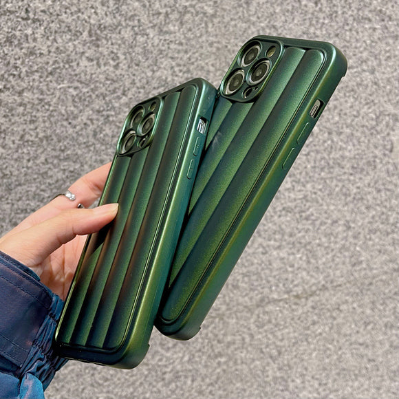 Funda de Silicona Verde Fluorescente con Rayas para Celular