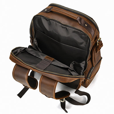 Mochila de Cuero Retro para Hombre - Gran Capacidad y Múltiples Bolsillos - Image 39