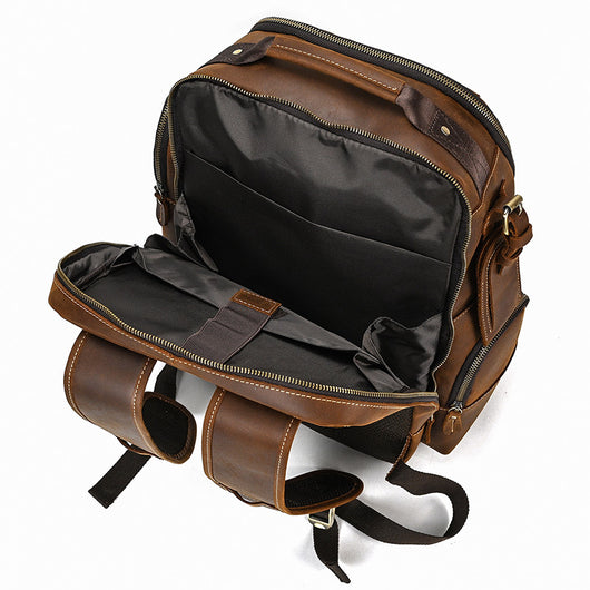 Mochila de Cuero Retro para Hombre - Gran Capacidad y Múltiples Bolsillos - Image 39