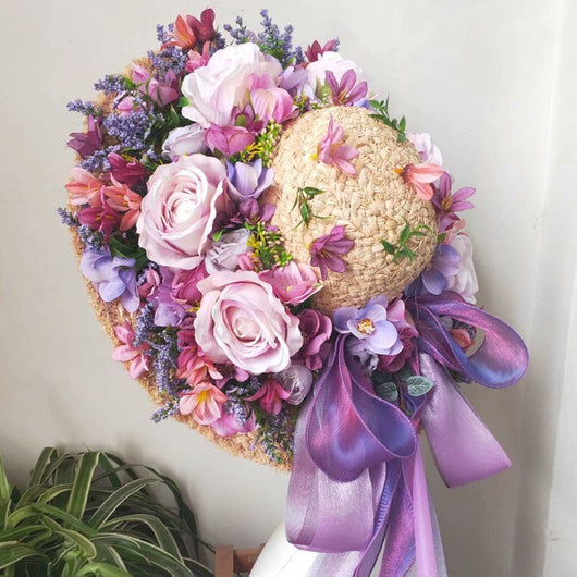 Sombrero de Paja Púrpura con Flor para Mujer - Estilo Raffia - Image 42
