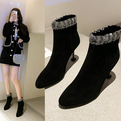 Botas Ankle con Tacón Stiletto y Cremallera Trasera