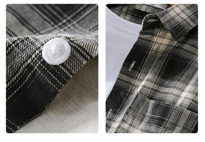 Camisa Cuadriculada de Algodón Cepillado - Estilo Retro Casual - Image 16