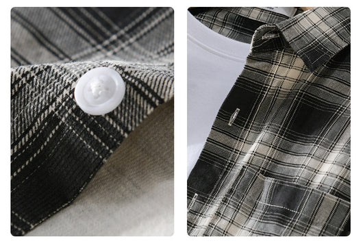 Camisa Cuadriculada de Algodón Cepillado - Estilo Retro Casual - Image 16