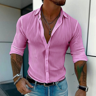 Cardigan Rayado Versátil para Hombre - Manga Larga - Image 5