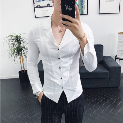 Camisa Manga Larga Clásica de Color Sólido para Hombre - Image 2