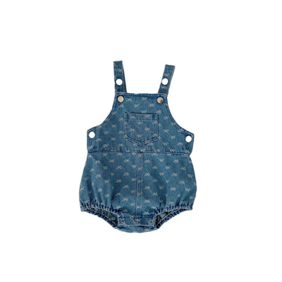 Enterizo para Bebé con Tirantes de Denim y Moño Jacquard - Image 5