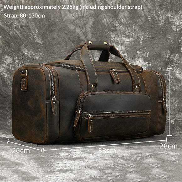 Bolsa Transversal de Couro Genuíno Masculina - Grande Capacidade