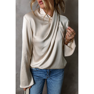 Blusa de Satén y Gasa en Colores Sólidos - Image 5