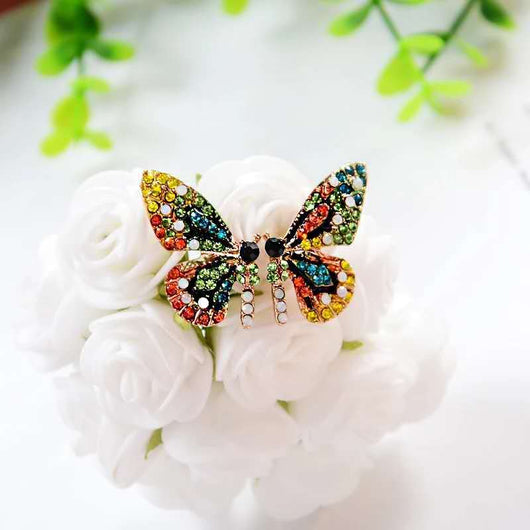 Aretes de Mariposa de Cristal Multicolor - Image 7