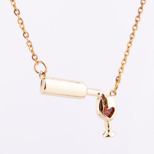 Collar para Amantes del Vino con Dije de Botella, Copa y Corazón - Image 16
