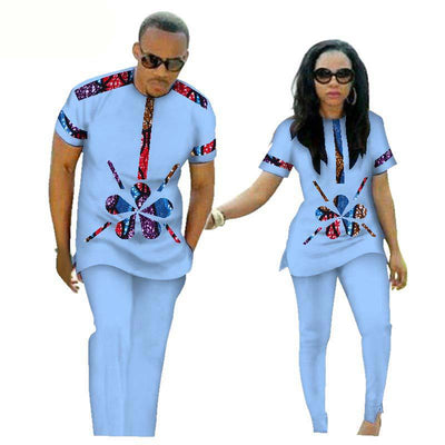 Traje de Pantalón Étnico Africano para Parejas en Algodón - Image 9