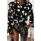 Blusa de Lunares con Cuello en V y Manga Larga