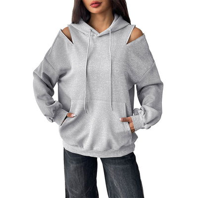 Sudadera Hoodie Gris Claro con Cordón Ajustable - Diseño Premium Europeo y Americano - Image 5