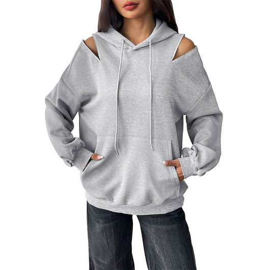 Sudadera Hoodie Gris Claro con Cordón Ajustable - Diseño Premium Europeo y Americano - Image 5