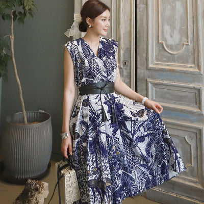 Vestido Elegante Sin Mangas con Escote V y Cinturón Ajustable - Image 5