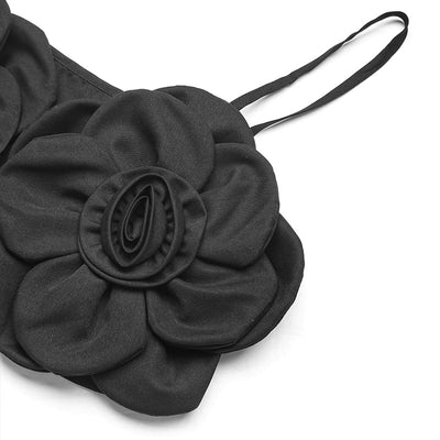 Camisola Negra Elástica con Detalle Floral Sexy - Image 14