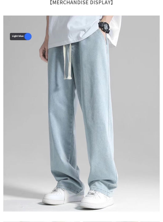 Pantalón Jeans Hombre Corte Recto Ancho Suelto con Caída - Image 11