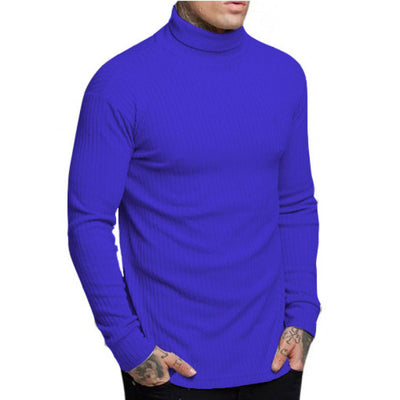 Suéter Tejido Slim Fit Cuello Alto con Rayas Retorcidas para Hombre - Image 15