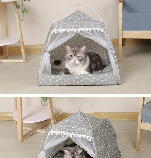 Casa Gatuna Plegable de Cuatro Esquinas con Cama Extraíble y Lavable - Image 10