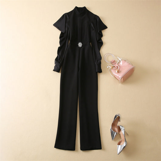 Jumpsuit Ejecutivo de Manga Larga con Cintura Ajustada Negro - Image 22