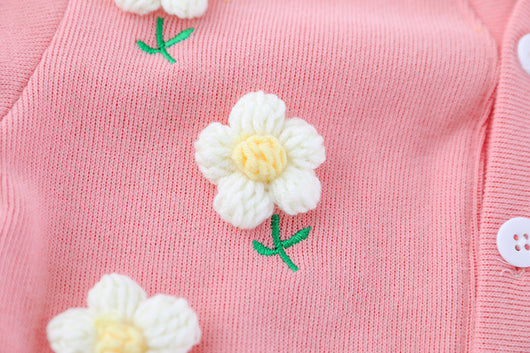 Conjunto de Tres Piezas con Cardigan de Cuello Muñeca para Niñas - Image 7