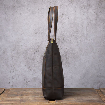Bolso de Cuero Genuino Estilo Retro para Hombre - Primera Capa - Image 4