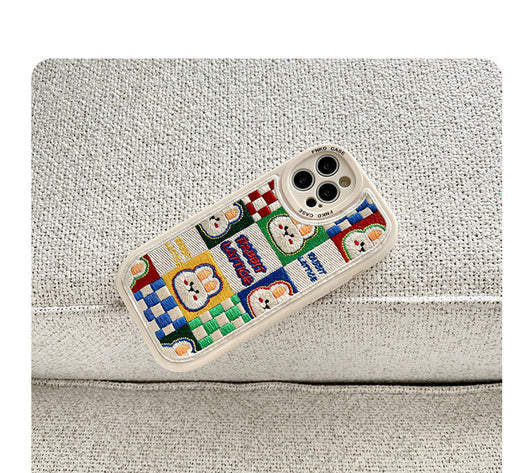 Funda para Teléfono con Bordado de Osito y Conejito - Suave y Protectora - Image 6