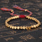 Pulseiras budistas tibetanas artesanais em cobre trançado, contas de corda da sorte e braceletes para mulheres e homens, dourado