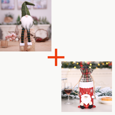 Calcetines Navideños con Botellas de Vino y Muñeco Decorativo del Bosque - Image 10
